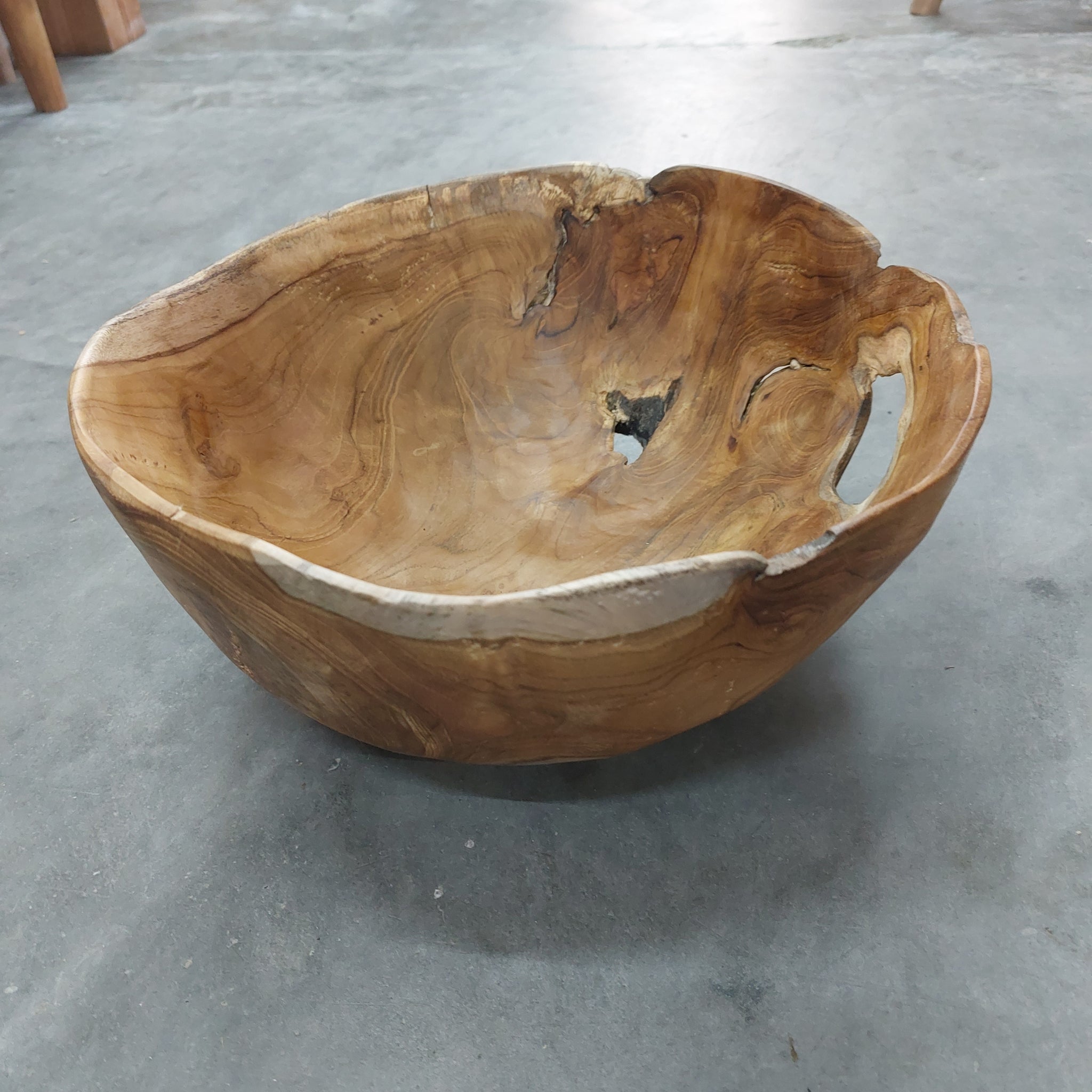 Large Natural Raw Edge purchases Teak Bowl