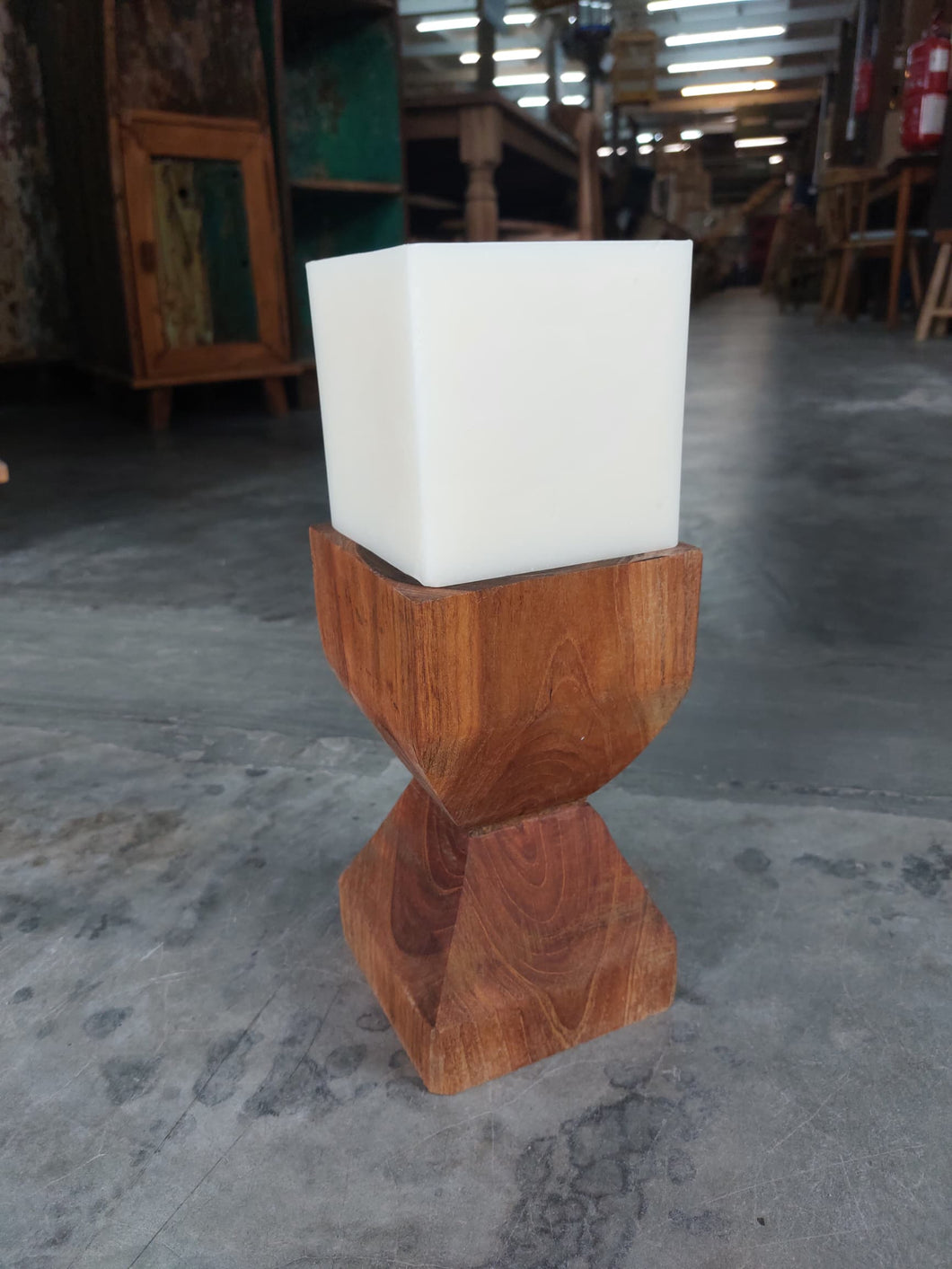 Vintage Teak Candle Holder (incl. candle) #1