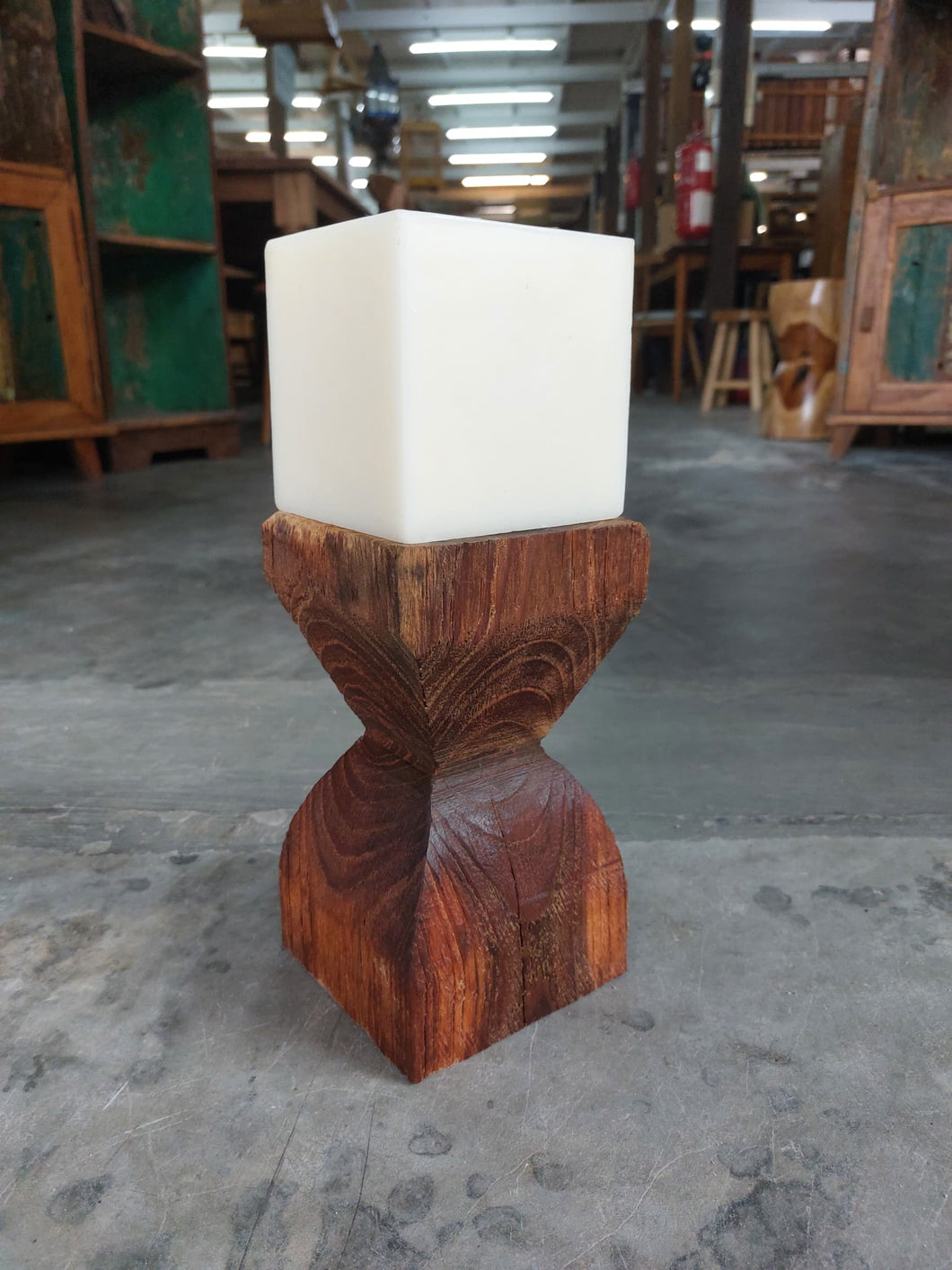 Vintage Teak Candle Holder (incl. candle) #2