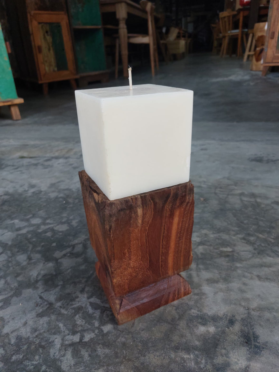 Vintage Teak Candle Holder (incl. candle) #5